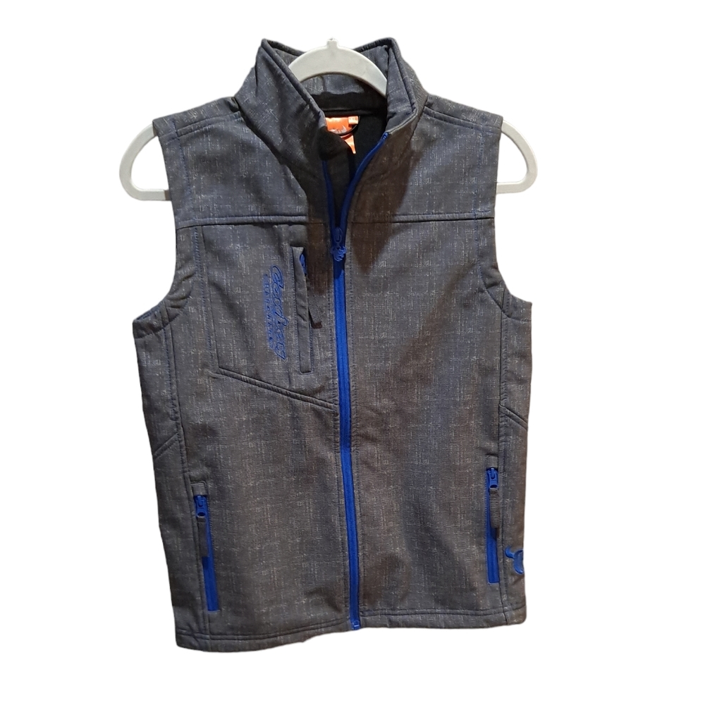 Cowboy Hardware Woman’s XL Embroidered Gray Blue Full Zip Vest Pockets